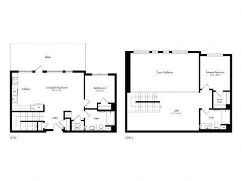 Floor plan for 2 beds, 2 baths, 1407 sqft